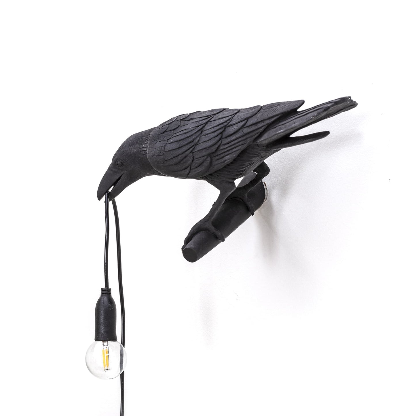 Bird Lamp Black Looking Left OUTDOOR