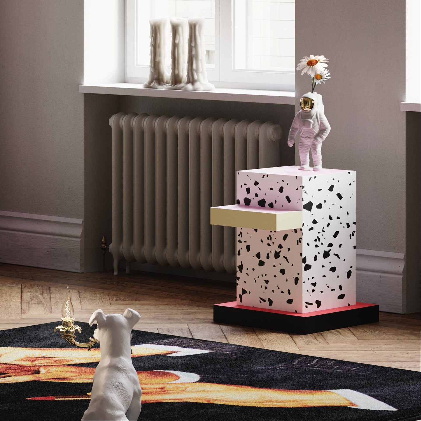 SUPERSIDE TABLE RED GRID