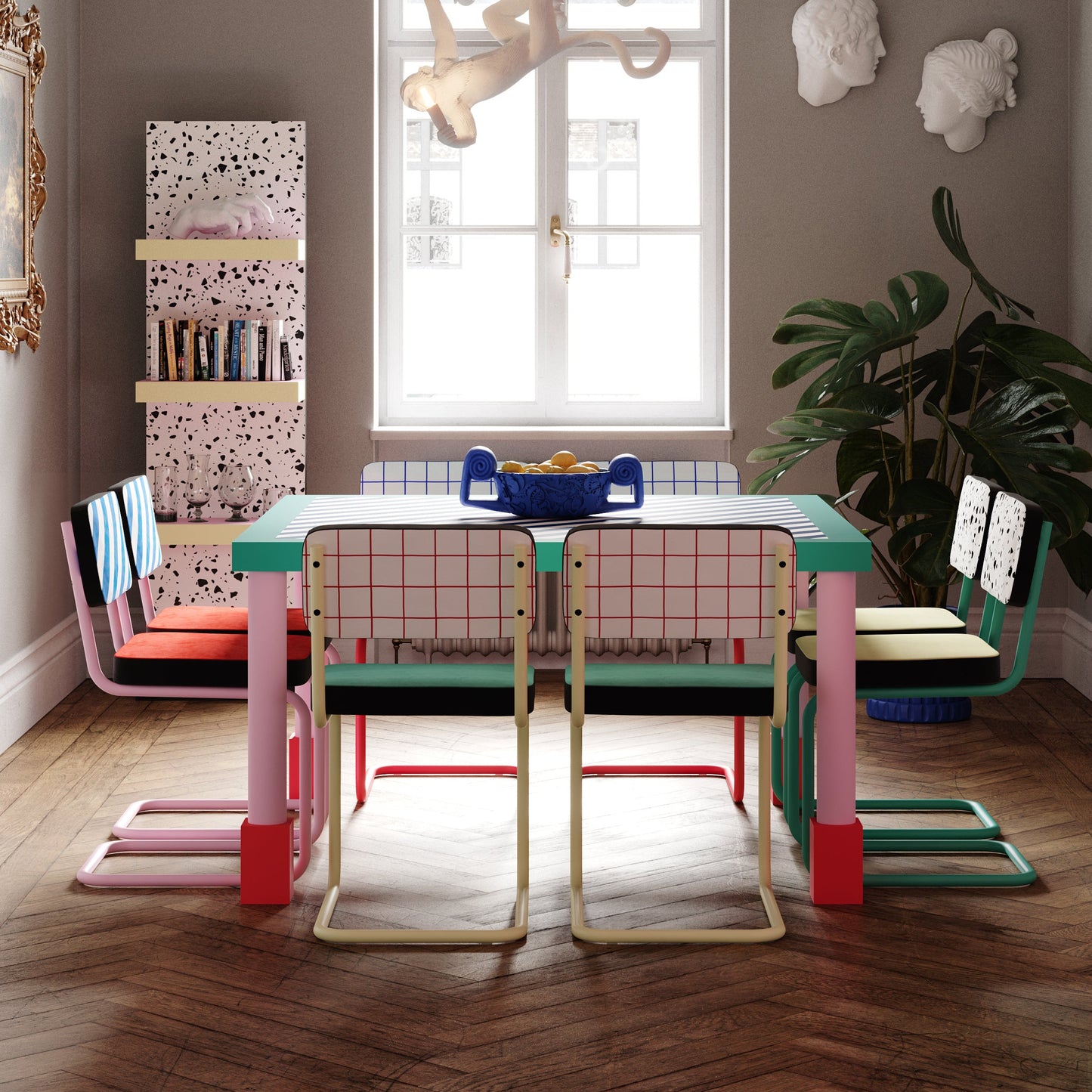 SUPERSQUARE TABLE BLUE STRIPES