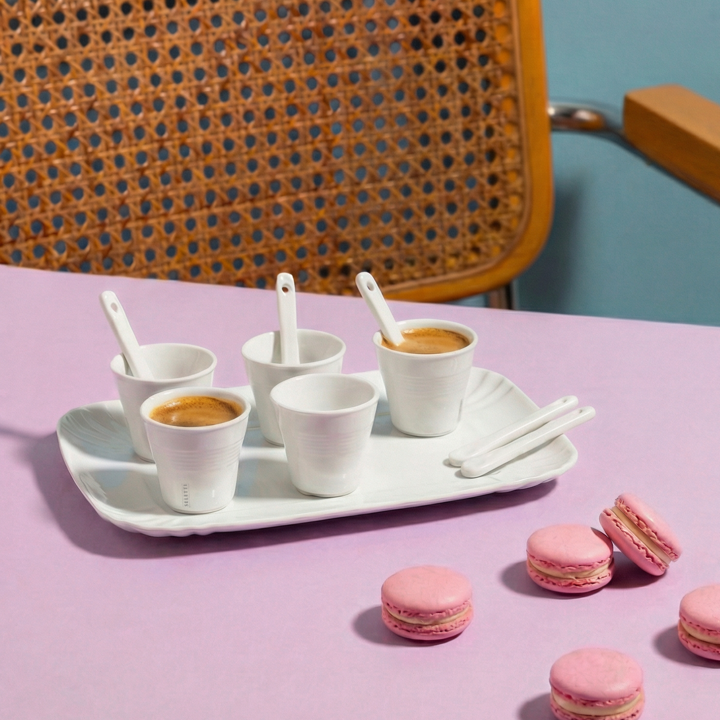 Estetico Quotidiano Coffee set of 6 Cups + 1 Tray