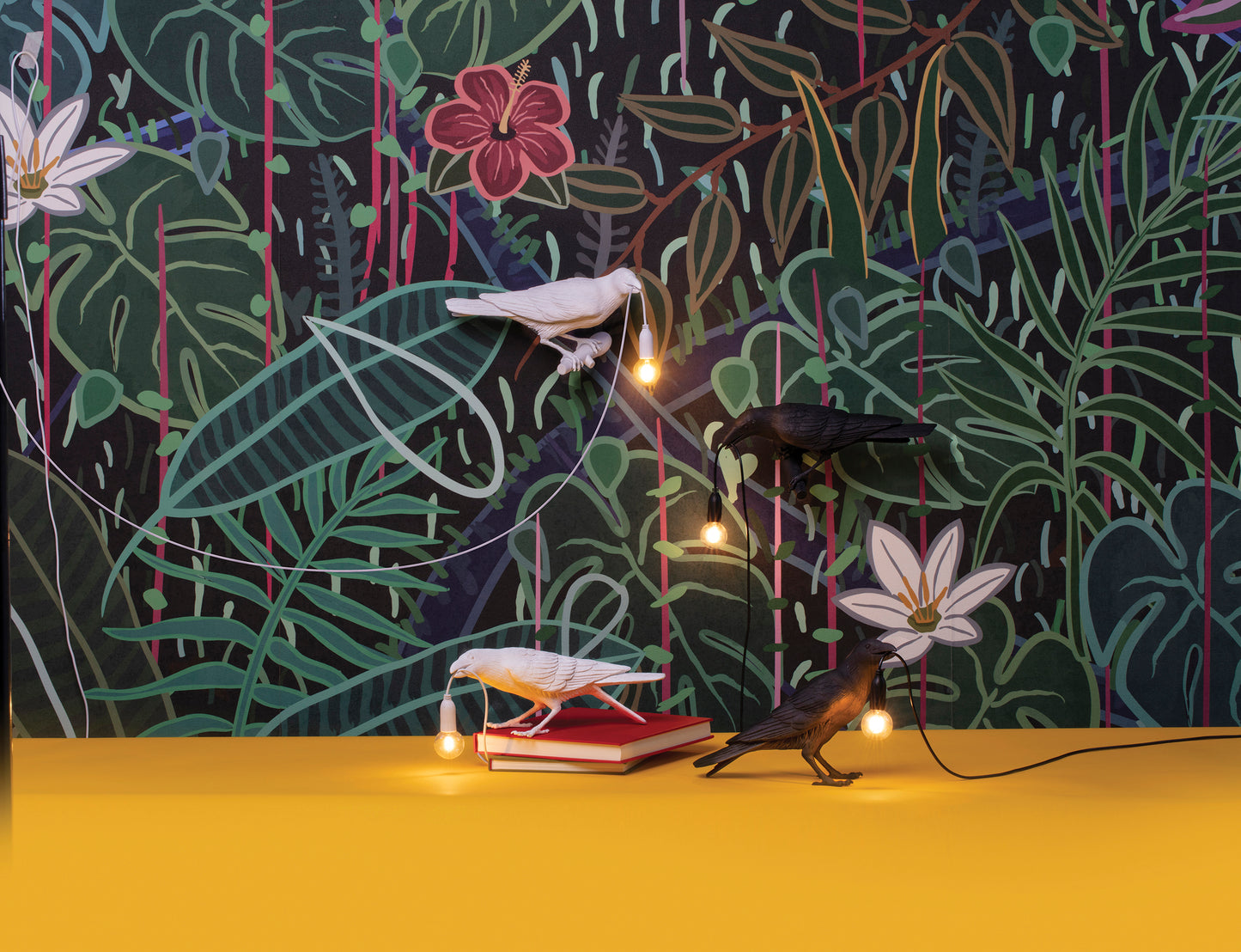 Bird Lamp Black Looking Left