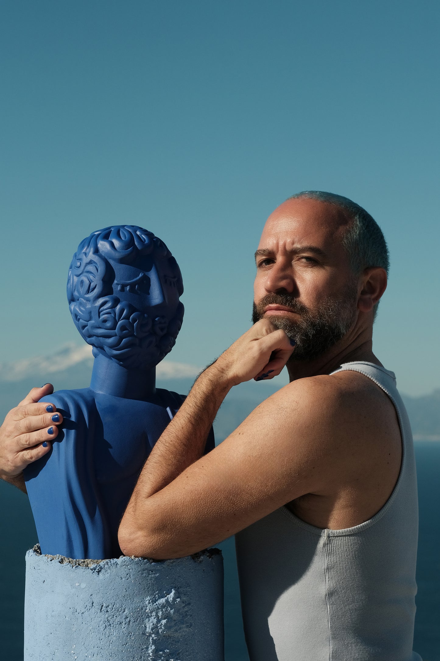 Terracotta Bust Man Blu