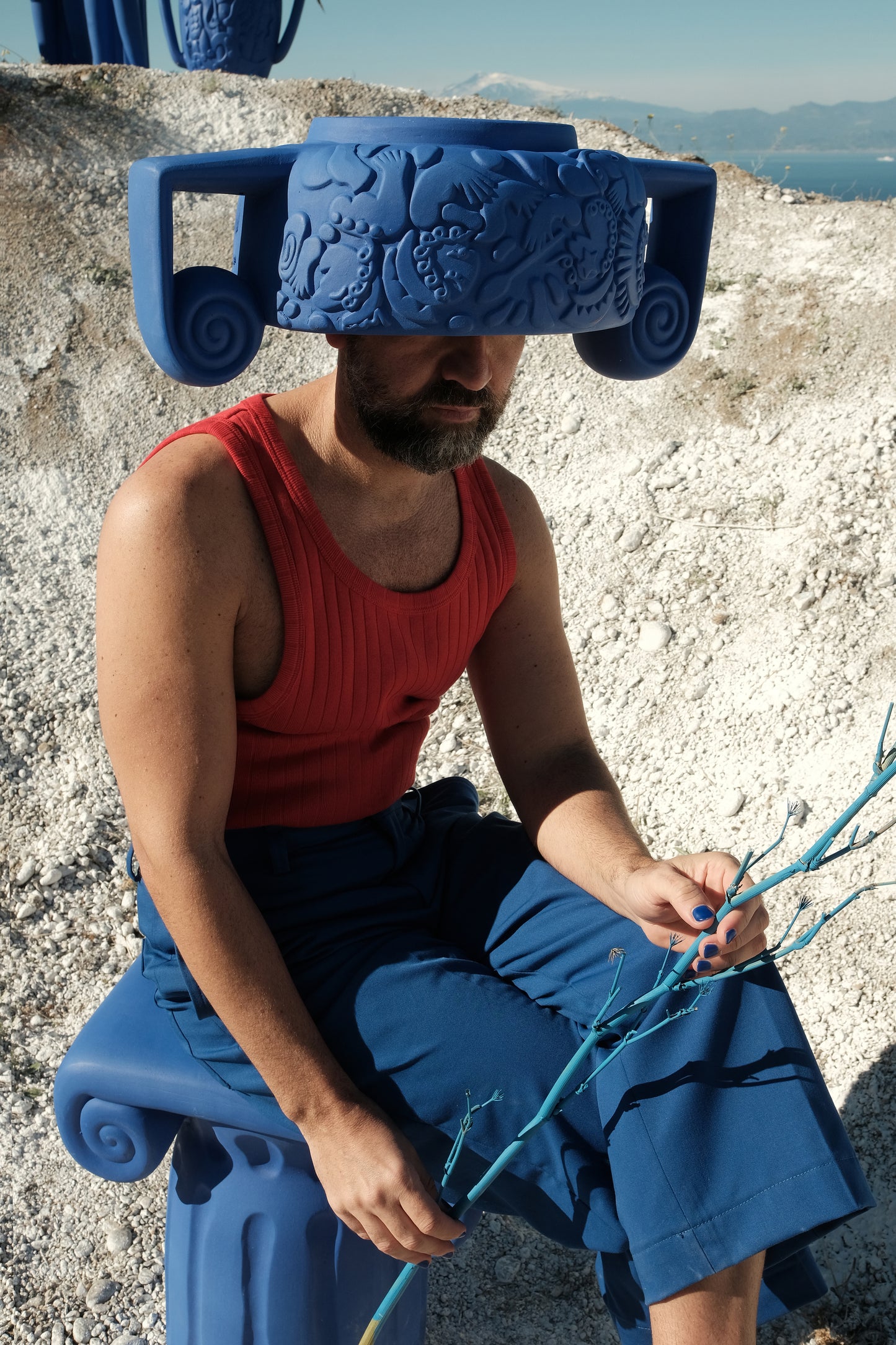 Vaso in Terracotta Centrotavola Blu