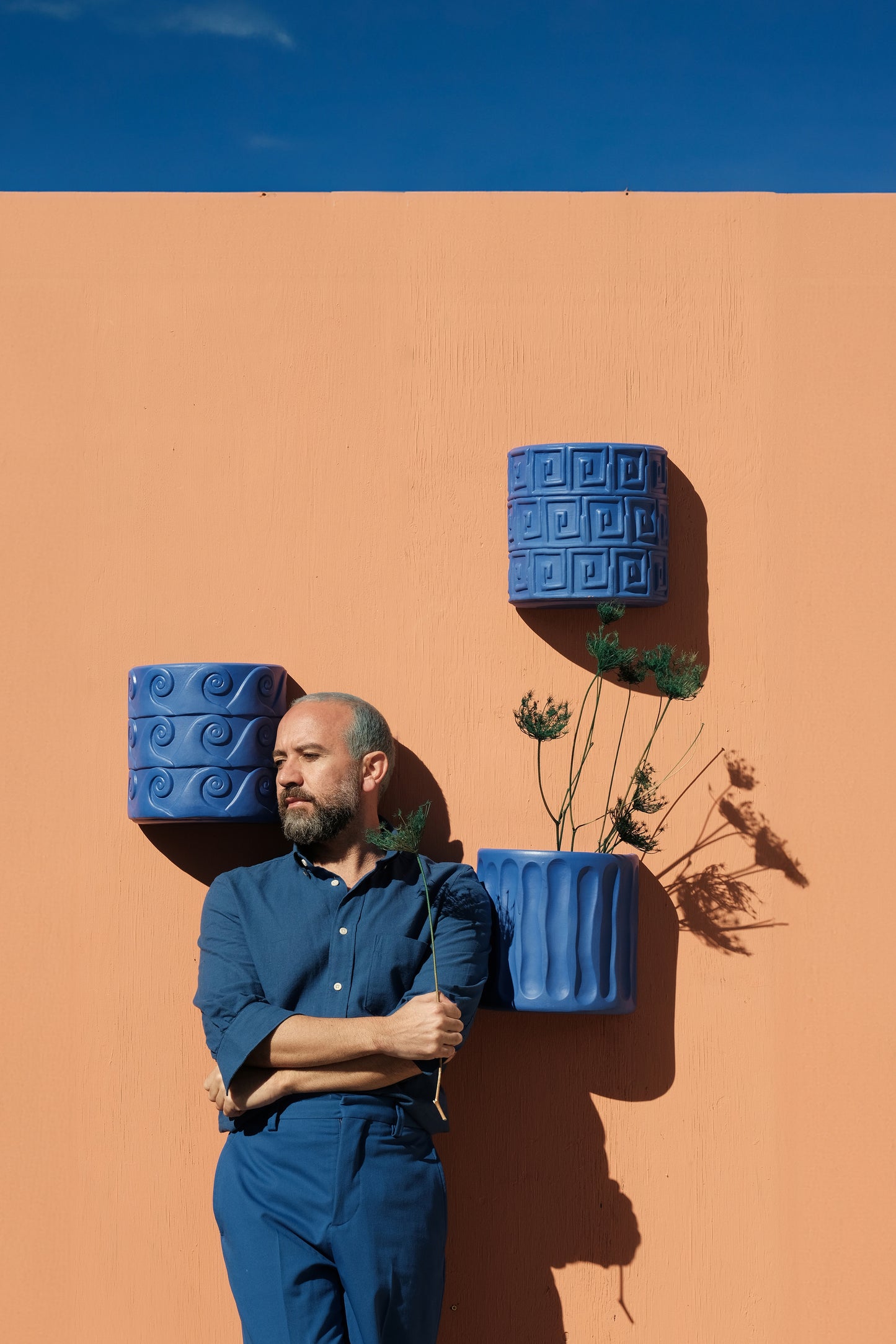 Vaso da muro in terracotta Greche Blu 