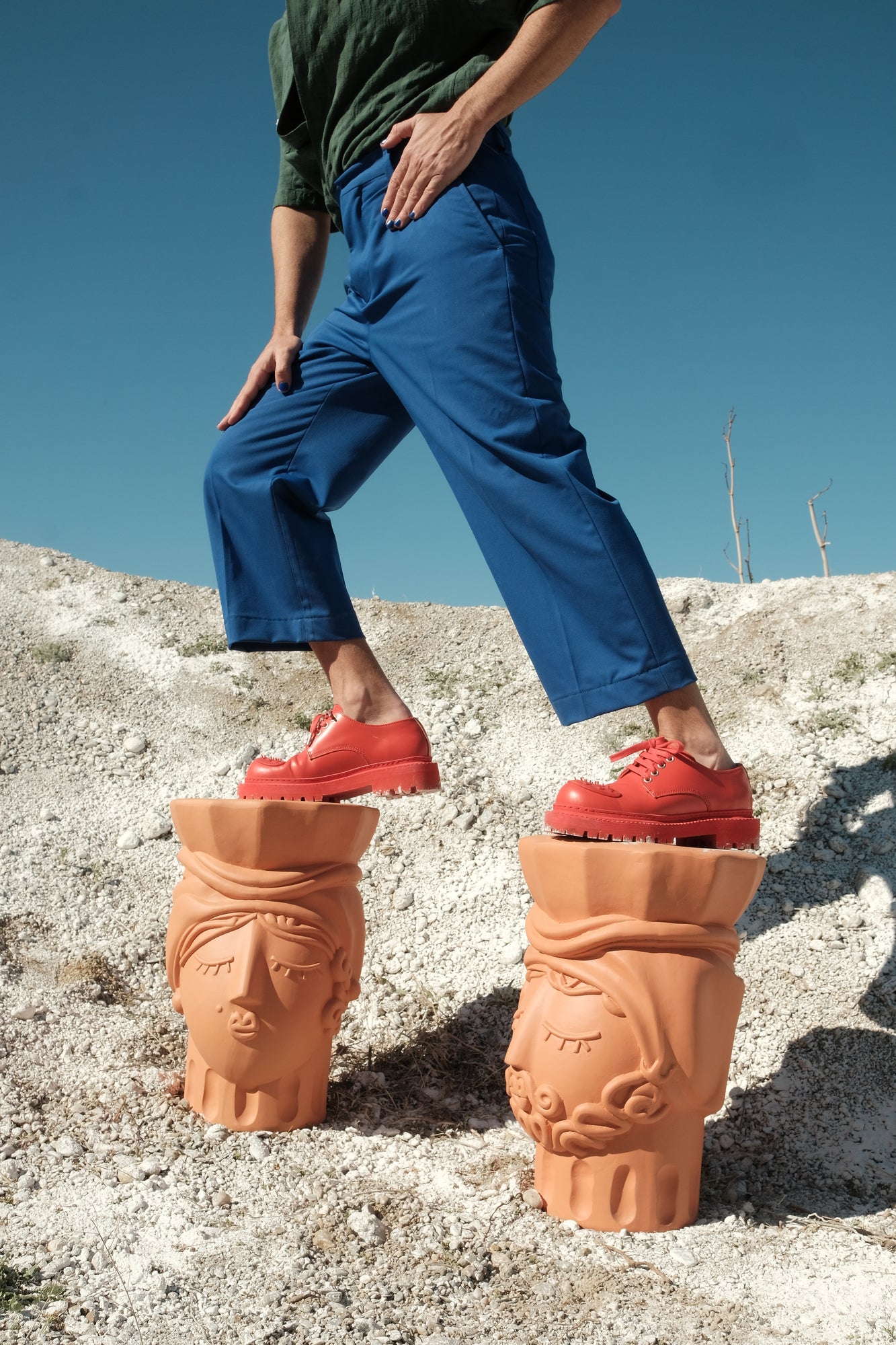 Magna Graecia Terracotta Stool Man