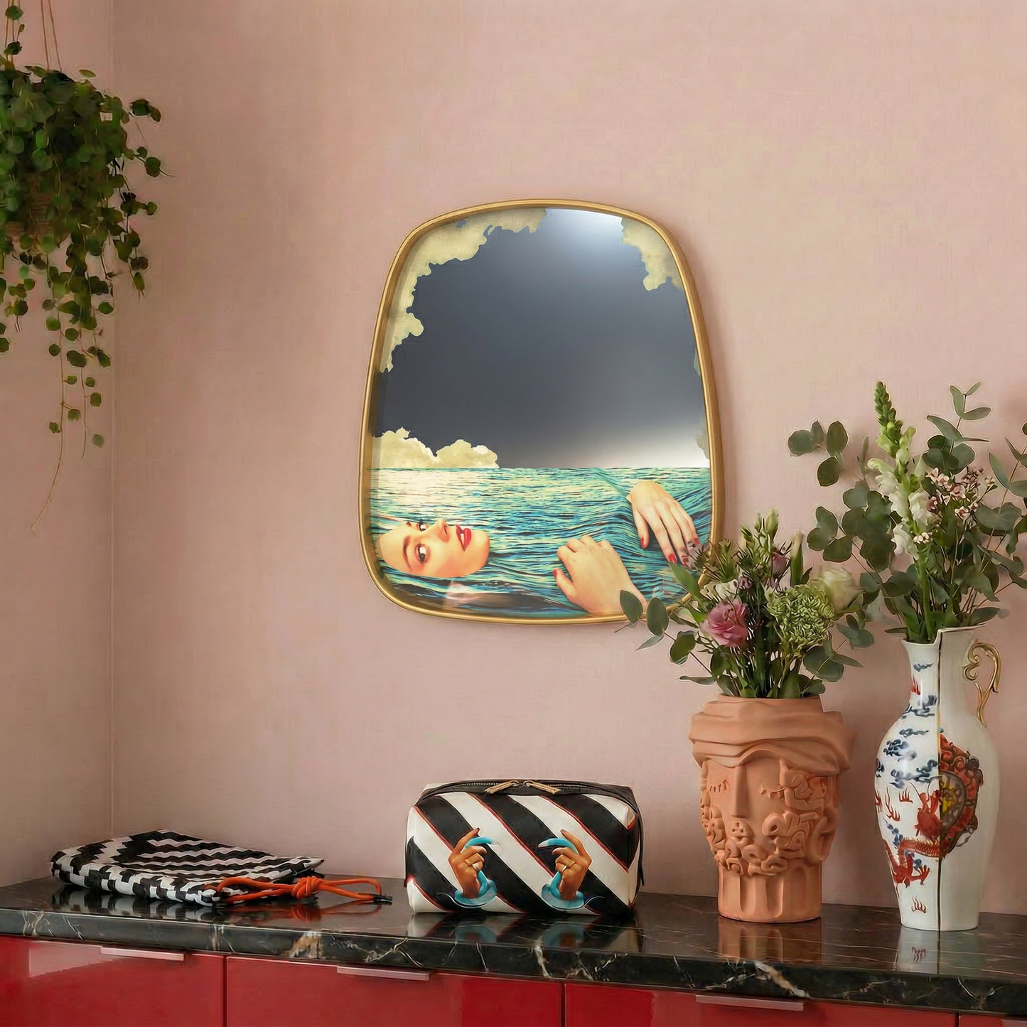 Mirror Gold Frame Sea Girl