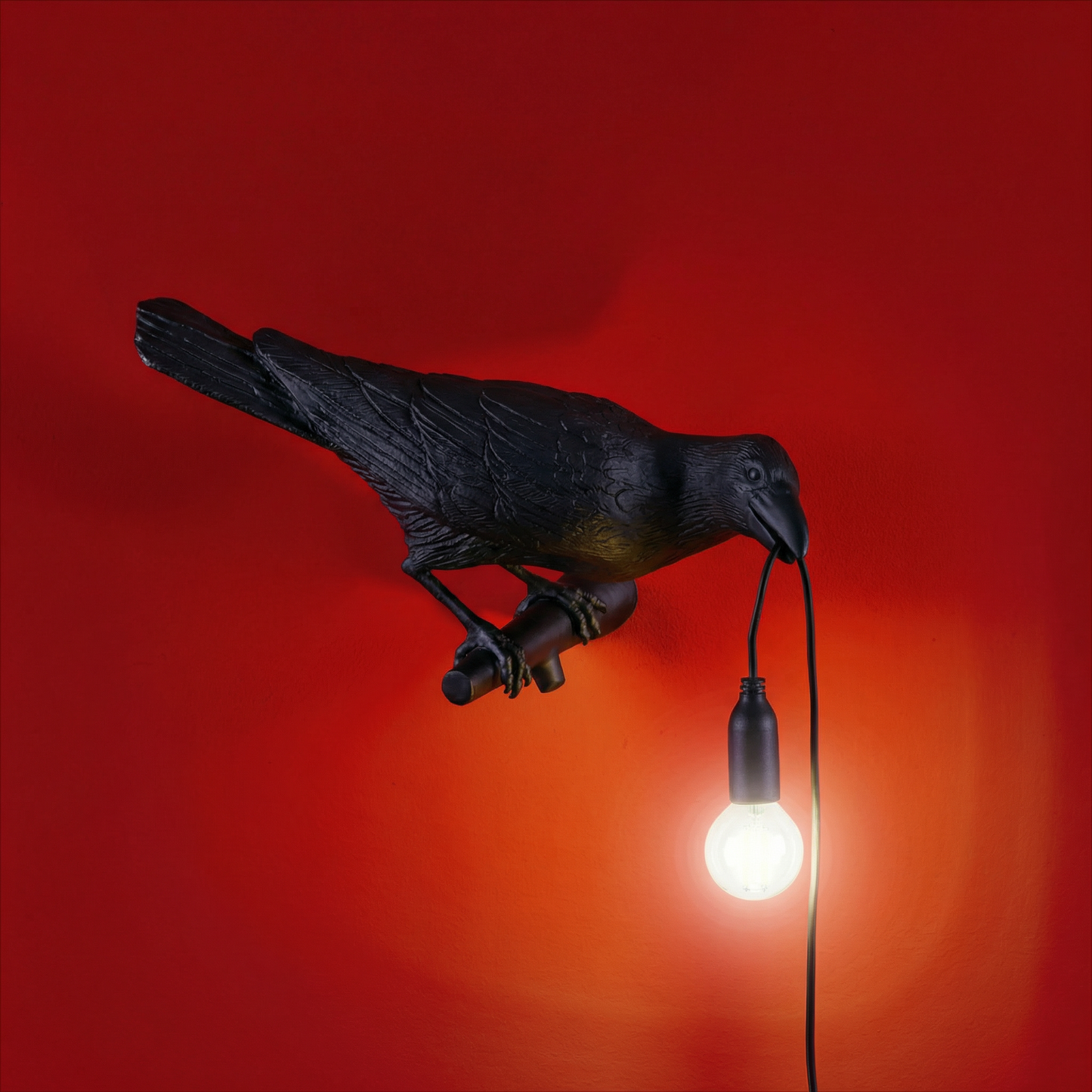 Bird Lamp Black Looking Right