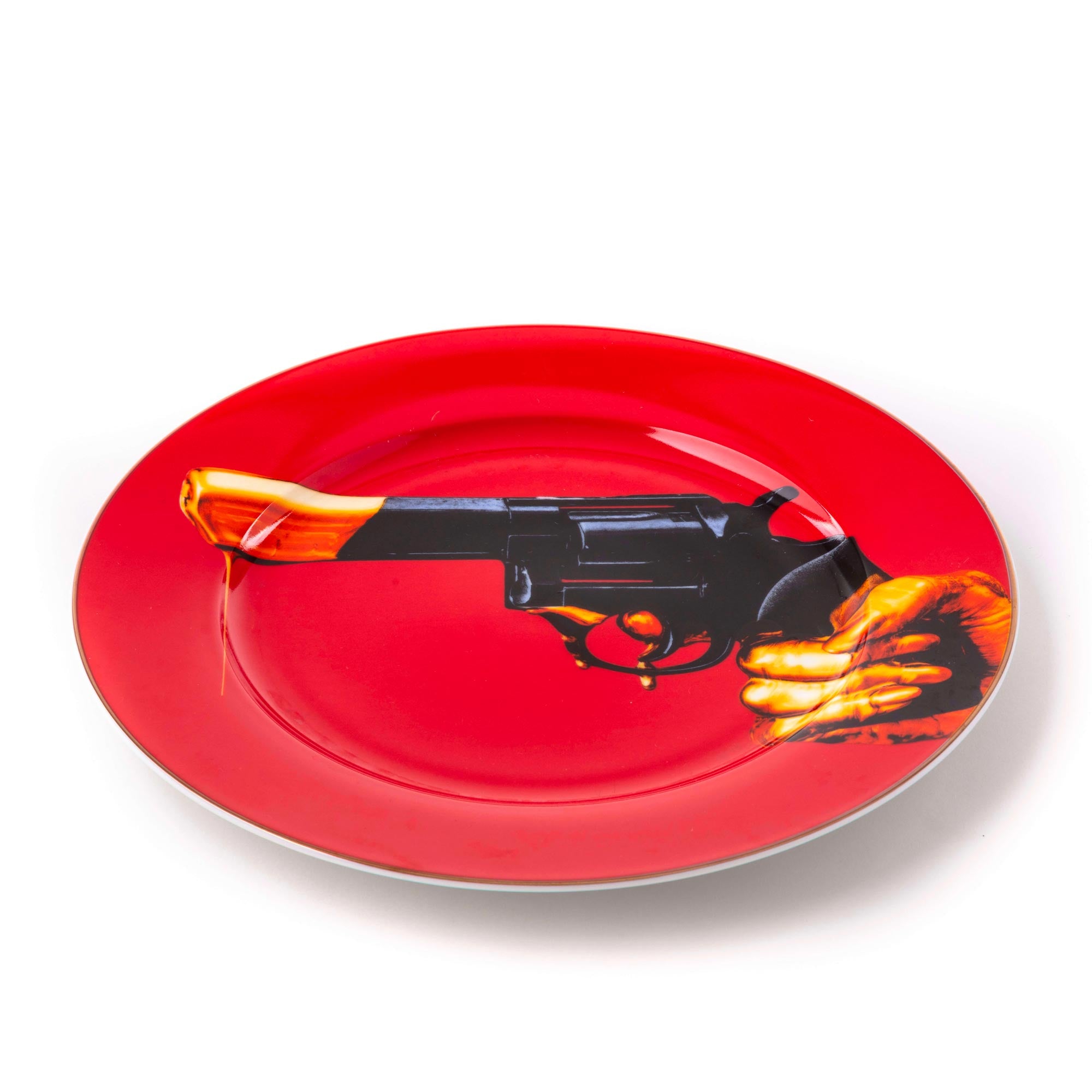 Porcelain Plate Revolver Gold Border – SELETTI