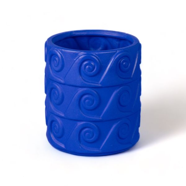 Terracotta Vase with Saucer Onda Blue