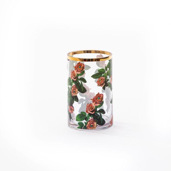 Glass Vase Roses Cylindrical small