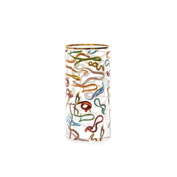 Glass Vase Snakes Cylindrical medium