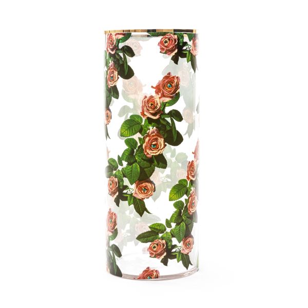 Glass Vase Roses Cylindrical Big
